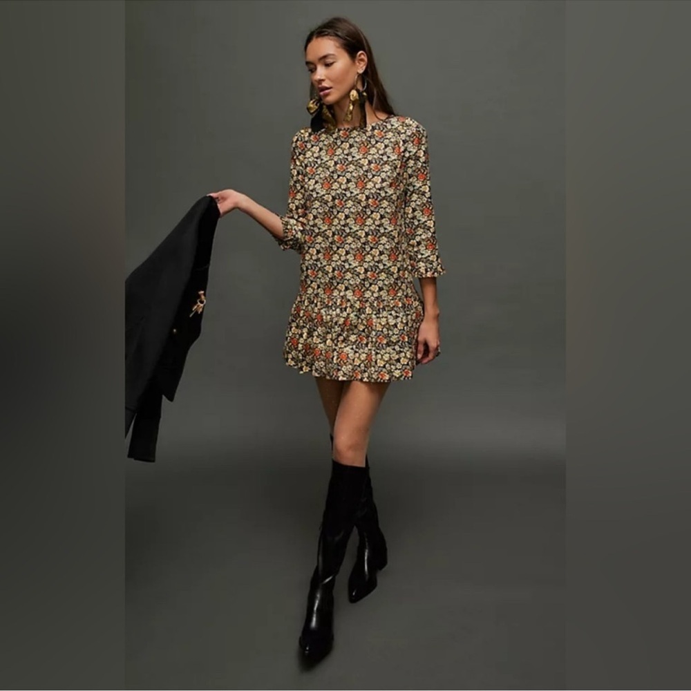 Free People Avenue Mini Dress Floral Black XS